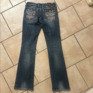 Miss Me Blue Boot Cut Jeans with Distressed Details